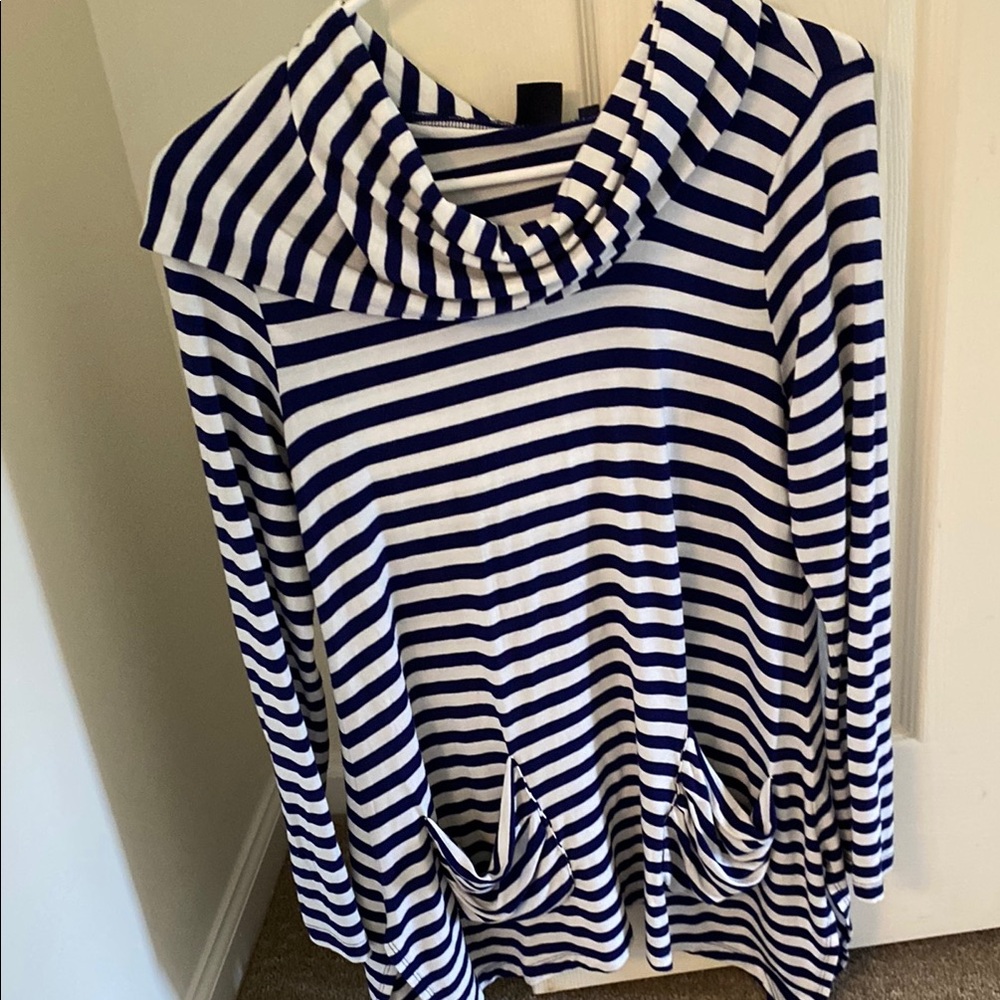 Striped Blue and White Women's Tunic Top